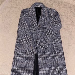Black and White Plaid Peacoat!